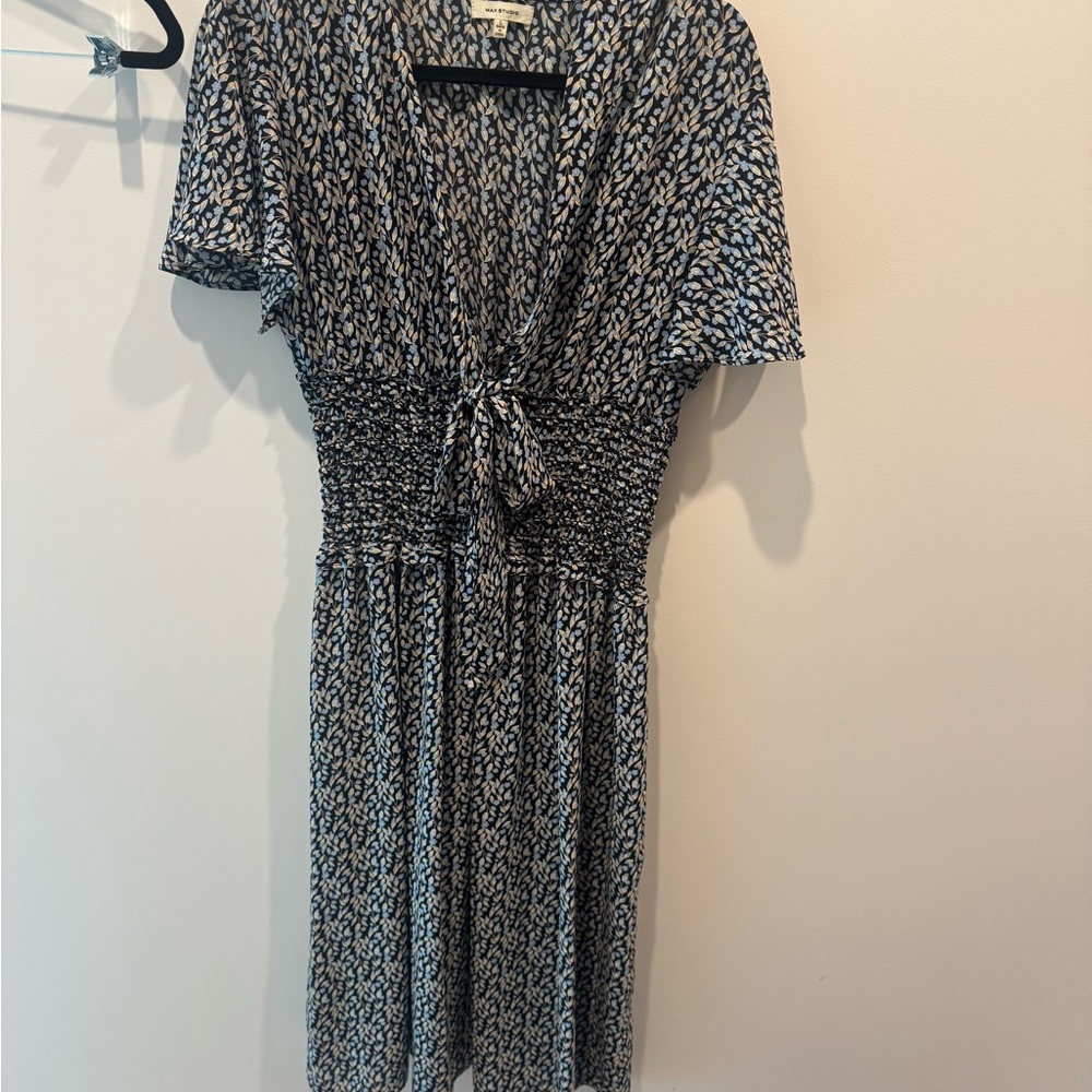 Max Studio Black and White Midi Sundress with V-Neck